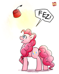 Size: 600x751 | Tagged: safe, artist:norang94, pinkie pie, g4, female, fez, fez (video game), hat, solo