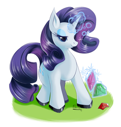 Size: 916x963 | Tagged: safe, artist:howlzapper, rarity, g4, female, gem, magic, solo