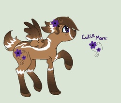 Size: 712x604 | Tagged: safe, artist:lexiangelo12, oc, oc only, deer, deer pony, original species, peryton, pony, cute, cutie mark, flower, mix, solo, wings