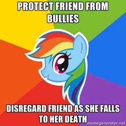 Size: 500x500 | Tagged: safe, rainbow dash, g4, exploitable meme, female, meme, memegenerator, op is a duck, solo, text