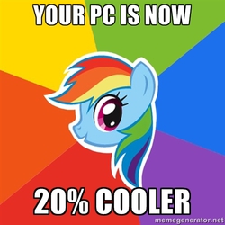 Size: 500x500 | Tagged: safe, rainbow dash, g4, 20% cooler, exploitable meme, female, meme, memegenerator, solo, text