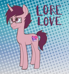 Size: 1738x1858 | Tagged: safe, artist:fiona, oc, oc only, oc:lore love, pony, unicorn, book, cutie mark, glasses, heart, reference sheet