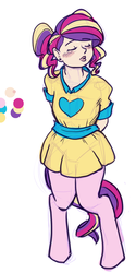 Size: 430x857 | Tagged: safe, artist:daily, oc, oc only, oc:venus, satyr, eyes closed, offspring, parent:oc:anon, parent:princess cadance, solo