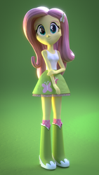 Size: 1080x1920 | Tagged: safe, artist:creatorofpony, artist:rjrgmc28, fluttershy, equestria girls, g4, 3d, 3d model, blender, boots, clothes, female, fluttershy's skirt, skirt, smiling, socks, solo, tank top