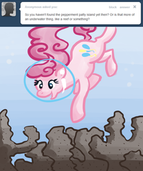 Size: 500x600 | Tagged: safe, artist:alipes, pinkie pie, ask pinkie pierate, g4, ask, diving, female, solo, tumblr, underwater