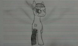 Size: 960x574 | Tagged: safe, artist:sadasdsad, oc, oc only, oc:tenno, pegasus, pony, dark magic, lined paper, magic, pencil drawing, solo, sombra eyes, traditional art