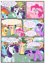 Size: 3500x4951 | Tagged: safe, artist:light262, artist:lummh, applejack, fluttershy, merry may, pinkie pie, rainbow dash, rarity, twilight sparkle, alicorn, earth pony, pegasus, pony, unicorn, comic:timey wimey, g4, comic, female, mane six, mare, snow, twilight sparkle (alicorn)