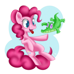 Size: 900x900 | Tagged: safe, artist:swanlullaby, gummy, pinkie pie, g4, tongue out