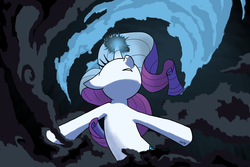 Size: 1800x1200 | Tagged: safe, artist:1jet10, artist:jetn-in-dark, nightmare rarity, rarity, pony, unicorn, g4, cloud, cloudy, female, magic, mare, panel, possession, redraw, solo, swirl