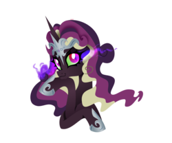 Size: 1864x1552 | Tagged: safe, artist:xebck, princess cadance, g4, clothes, corrupted, crown, female, glowing eyes, jewelry, leaning, looking at you, nemesis, nightmare cadance, nightmarified, portrait, regalia, shoes, simple background, smiling, solo, sombra eyes, tiara, transparent background, vector