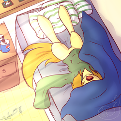 Size: 2000x2000 | Tagged: safe, artist:silverfox057, oc, oc only, oc:silverblaze, blanket, high res, sleeping, solo