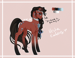 Size: 718x560 | Tagged: safe, artist:notthemosttalented, oc, oc only, oc:vesta embers, earth pony, pony, solo