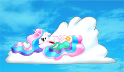 Size: 1174x680 | Tagged: safe, artist:ashmiliutave, artist:colour-crusader, princess celestia, g4, cloud, cloudy, colored, female, solo