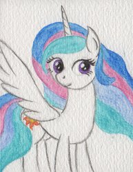 Size: 917x1190 | Tagged: safe, artist:airtower, princess celestia, g4, female, solo, traditional art