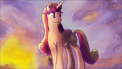 Size: 1920x1080 | Tagged: safe, artist:kofee-cup, princess cadance, g4, female, solo, sunset