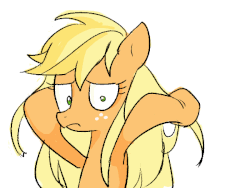 Size: 600x450 | Tagged: safe, artist:remsica, applejack, g4, female, gif, loose hair, messy mane, non-animated gif, solo