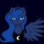 Size: 894x894 | Tagged: safe, artist:chibikemono, princess luna, g4, derp, female, frown, glare, looking at you, portrait, serious face, solo, spread wings