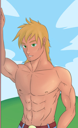 Size: 2937x4800 | Tagged: safe, artist:robothehoobo, big macintosh, human, g4, armpits, clothes, humanized, male, solo, topless