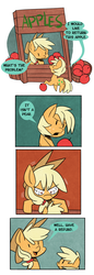 Size: 1200x3492 | Tagged: safe, artist:fauxsquared, applejack, g4, apple, apples to pears, comic, pear, pearjack