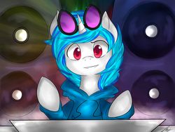 Size: 1280x960 | Tagged: safe, artist:jovalic, dj pon-3, vinyl scratch, pony, unicorn, g4, clothes, female, hoodie, solo