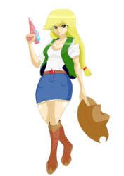 Size: 1565x2222 | Tagged: safe, artist:ryou14, applejack, human, g4, female, humanized, solo, watergun