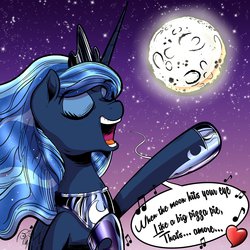 Size: 2000x2000 | Tagged: safe, artist:gray--day, princess luna, g4, dean martin, female, high res, moon, singing, solo, song reference, that's amore