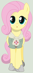 Size: 1428x3092 | Tagged: safe, artist:madmax, artist:scarletlightning565, fluttershy, fallout equestria, g4, :o, ascot, clothes, fanfic, female, ministry mares, ministry of peace, shoes, solo