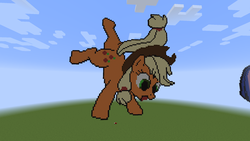 Size: 1920x1080 | Tagged: safe, applejack, g4, handstand, minecraft, minecraft pixel art, pixel art