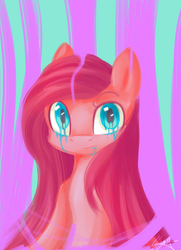 Size: 1445x2000 | Tagged: safe, artist:snowsky-s, pinkie pie, g4, crying, cute, cuteamena, female, grimcute, pinkamena diane pie, solo