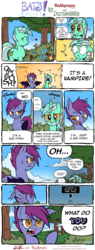 Size: 4245x11127 | Tagged: safe, artist:redapropos, lyra heartstrings, oc, bat pony, pony, unicorn, g4, :t, absurd resolution, comic, duo, ear fluff, embarrassed, eyes closed, facehoof, fangs, female, floppy ears, flower, folded wings, frown, looking at each other, mare, offended, open mouth, question mark, racism, raised hoof, scared, signature, speech bubble, spread wings, unamused, uvula, wings, yelling