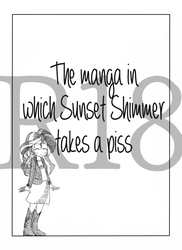 Size: 621x854 | Tagged: safe, artist:zat, sunset shimmer, equestria girls, g4, explicit source, female, monochrome, solo, the manga in which sunset shimmer takes a piss, translation