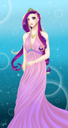 Size: 1475x2750 | Tagged: safe, artist:lia-amari, princess cadance, human, g4, abstract background, clothes, dress, female, humanized, jewelry, light skin, necklace, solo