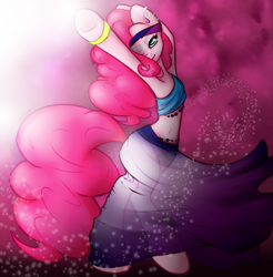 Size: 2949x3000 | Tagged: safe, artist:kelisah, pinkie pie, semi-anthro, friendship is witchcraft, g4, armpits, belly button, belly dancer, bipedal, female, gypsy pie, high res, solo