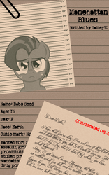 Size: 500x800 | Tagged: safe, artist:samey90, artist:wildtiel, babs seed, g4, criminal records, fanfic art, fanfic cover, mugshot, paperwork