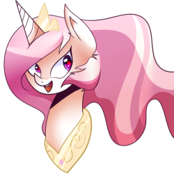 Size: 2100x2100 | Tagged: safe, artist:paperkoalas, princess celestia, pony, g4, female, high res, mare, pink mane, pink-mane celestia, portrait, simple background, solo, transparent background