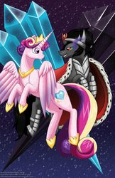 Size: 1650x2550 | Tagged: safe, artist:rainbow-smashed, king sombra, princess cadance, g4, confrontation, crystal