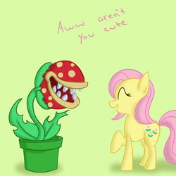 Size: 1280x1280 | Tagged: safe, artist:squiby-327, posey, ask posey, g1, ask, crossover, eyes closed, female, piranha plant, plant, solo, super mario bros., this will end in tears, tumblr