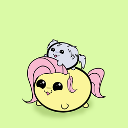 Size: 1024x1024 | Tagged: safe, artist:squiby-327, fluttershy, posey, dog, ask posey, g1, g4, ask, chubbie, female, solo, tumblr