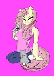 Size: 1654x2338 | Tagged: safe, artist:platy, fluttershy, rabbit, anthro, g4, happy, smiling