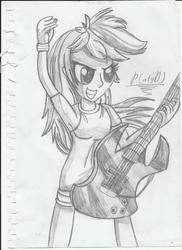 Size: 1700x2338 | Tagged: safe, rainbow dash, equestria girls, g4, female, guitar, solo