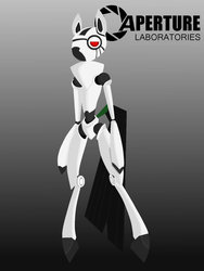 Size: 1024x1365 | Tagged: safe, artist:christomwow, semi-anthro, aperture science, crossover, portal (valve), solo