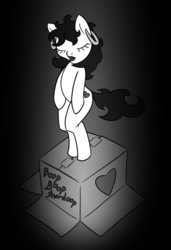 Size: 740x1080 | Tagged: safe, semi-anthro, betty boop, black and white, crossover, grayscale, old timey, ponified, solo