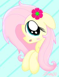 Size: 1184x1551 | Tagged: safe, artist:applefritta, fluttershy, g4, female, flower in hair, solo