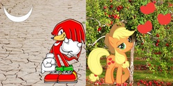 Size: 1450x720 | Tagged: safe, applejack, g4, crossover, cutie mark, knuckles the echidna, male, sonic the hedgehog (series)