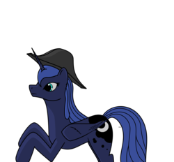 Size: 1024x952 | Tagged: safe, artist:antnoob, princess luna, under a paper moon, g4, bicorne, captain luna, female, hat, simple background, solo, transparent background