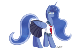 Size: 9900x6400 | Tagged: safe, artist:antnoob, princess luna, g4, absurd resolution, clothes, female, sailor uniform, simple background, solo, transparent background