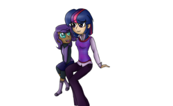 Size: 2000x1220 | Tagged: safe, artist:avaflynn, twilight sparkle, oc, oc:nyx, human, g4, duo, humanized, humanized oc, mama twilight, mother and daughter, simple background, transparent background