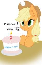 Size: 724x1102 | Tagged: safe, artist:darknisfan1995, artist:dubstepbrony4life, applejack, earth pony, pony, g4, :3, cake, female, simple background, solo, transparent background, vector