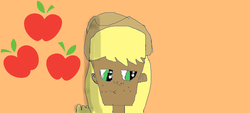 Size: 917x416 | Tagged: safe, artist:bulbaderp, applejack, human, g4, bust, cutie mark, digital art, female, humanized, solo, stylistic suck, terrible