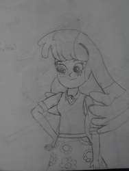 Size: 3240x4320 | Tagged: safe, artist:brandonale, cheerilee, equestria girls, g4, female, monochrome, photo, solo, traditional art